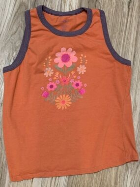 Natural Life Ringer Tank Floral Rust XL Baby Tee